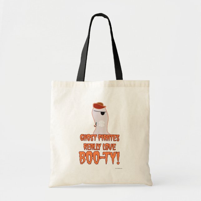 Cute Spooky Ghost Pirate Halloween Slogan Tote Bag (Front)