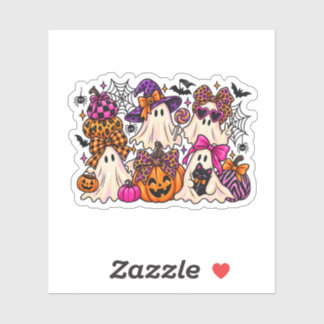 Cute Spooky Ghost Squad Outfit Halloween Leopard Sticker