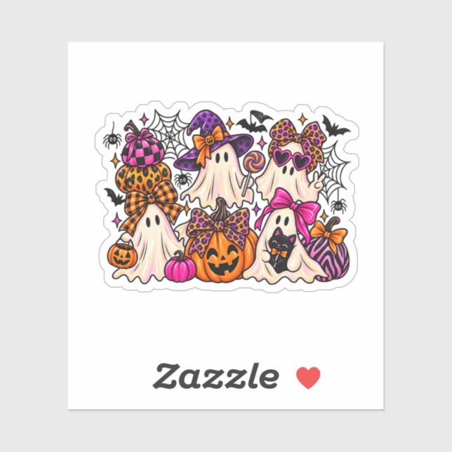 Cute Spooky Ghost Squad Outfit Halloween Leopard Sticker (Sheet)