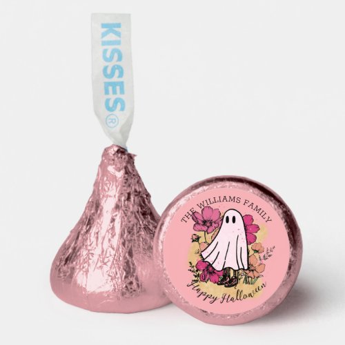 Cute spooky Ghost with pink flowers _Halloween  Hersheys Kisses