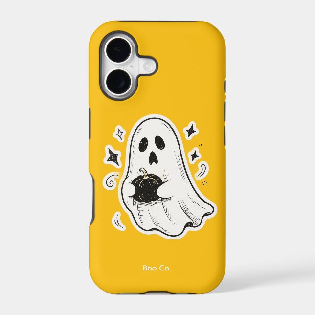 Cute Spooky Ghost with Pumpkin Iphone Case (Back)