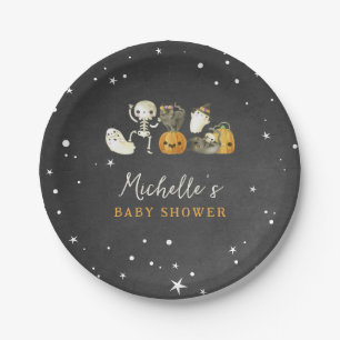 Cute Spooky Ghosts Cats Halloween Fall Baby Shower Paper Plates