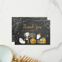 Cute Spooky Ghosts Cats Halloween Fall Baby Shower Thank You Card