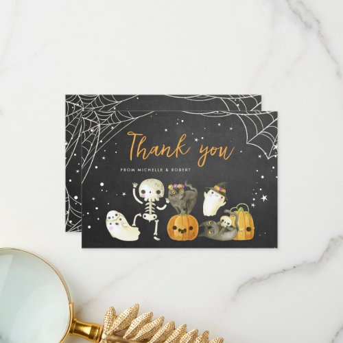 Cute Spooky Ghosts Cats Halloween Fall Baby Shower Thank You Card
