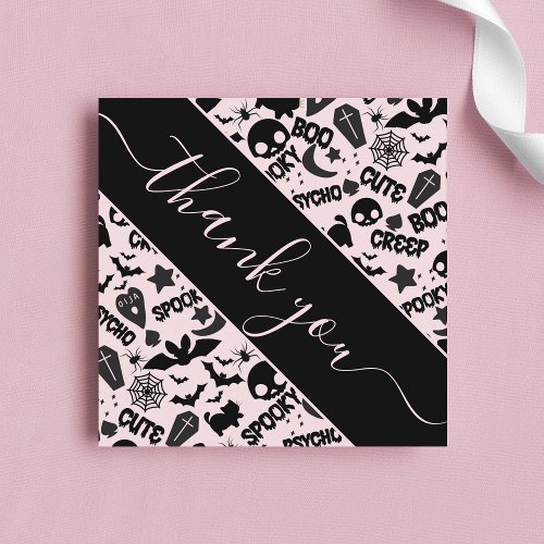 Cute  Spooky Girly Halloween Boo Thank You Creepy Square Business Card