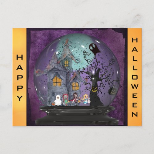 Cute Spooky Gothic Halloween Postcard