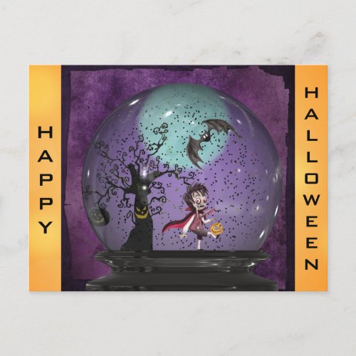 Cute Spooky Gothic Vampire Halloween Postcard