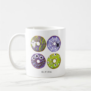 Cute Spooky Green & Purple Monster Donuts Coffee Mug
