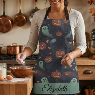 Cute Spooky Halloween Apron Personalize Name