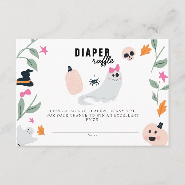 Cute Spooky Halloween Baby Shower Diaper Raffle Enclosure Card (Front)