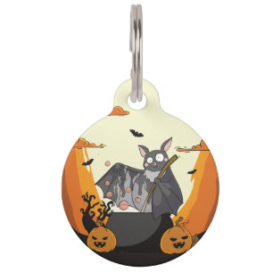 Cute Spooky Halloween Bat Party Pet ID Tag