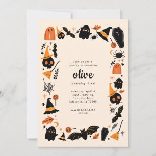 Cute Spooky Halloween Birthday Party Invitation