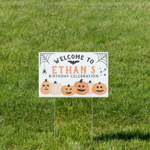 Cute Spooky Halloween Birthday Party Sign
