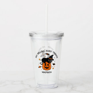 Cute Spooky Halloween Black and Orange Acrylic Tumbler