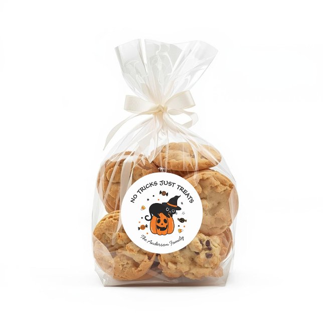 Cute Spooky Halloween Black and Orange Classic Round Sticker (Creator Uploaded)