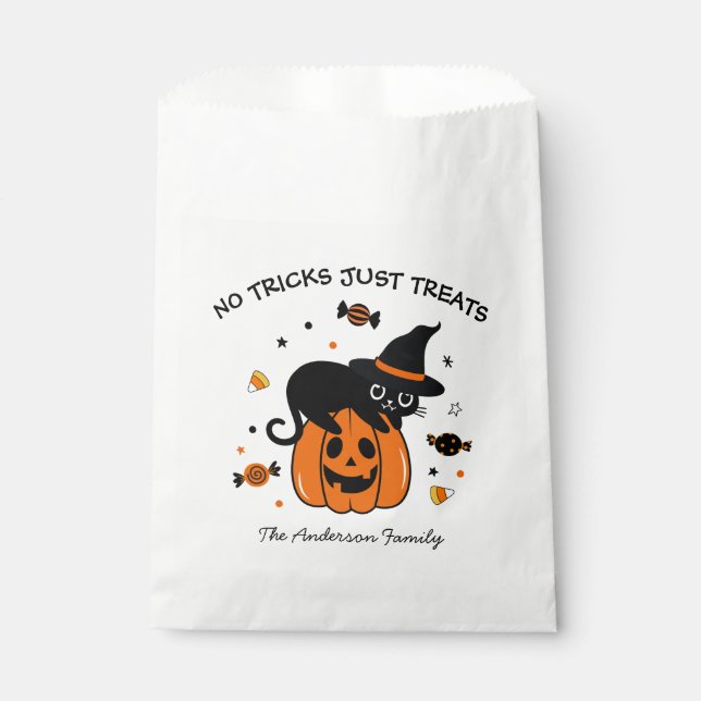 Cute Spooky Halloween Black and Orange Favor Bag (Front)