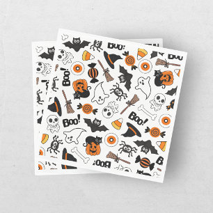 Cute Spooky Halloween Black and Orange Napkins