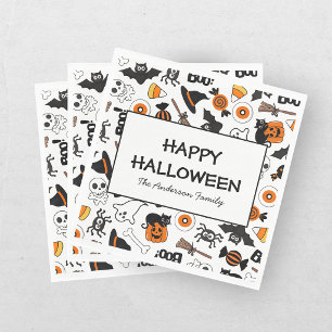Cute Spooky Halloween Black and Orange Napkins