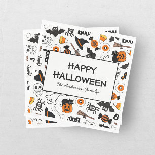 Cute Spooky Halloween Black and Orange Napkins