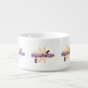 Cute Spooky Halloween Black Cat & Spider Web Ceram Bowl