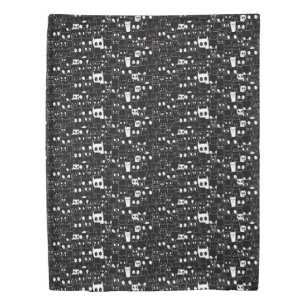 Cute Spooky Halloween Black White Cartoon Animal Duvet Cover
