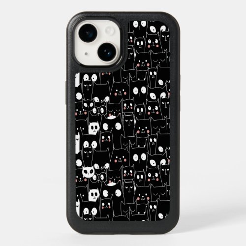 Cute Spooky Halloween Black White Cartoon Animal OtterBox iPhone 14 Case