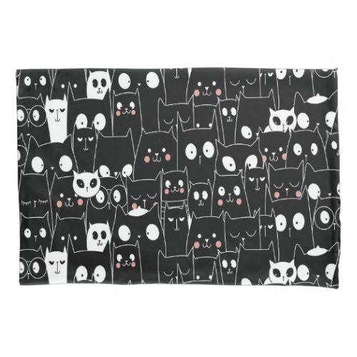 Cute Spooky Halloween Black White Cartoon Animal Pillow Case