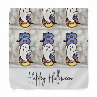 Cute Spooky Halloween Boo Ghost, Bat & Spider Bandana