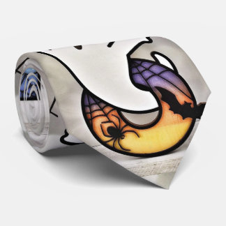Cute Spooky Halloween Boo Ghost, Bat & Spider Neck Tie