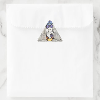 Cute Spooky Halloween Boo Ghost, Bat & Spider Triangle Sticker