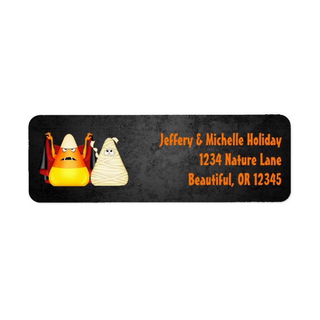 Cute Spooky Halloween Candy Corns Orange Address Label (Front)