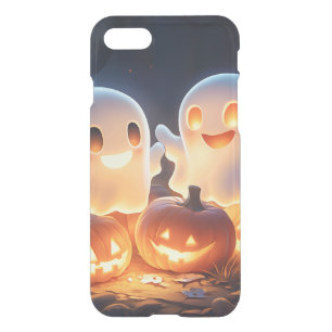 Cute Spooky Halloween Cartoon Ghosts Glowing Pumpk iPhone SE/8/7 Case