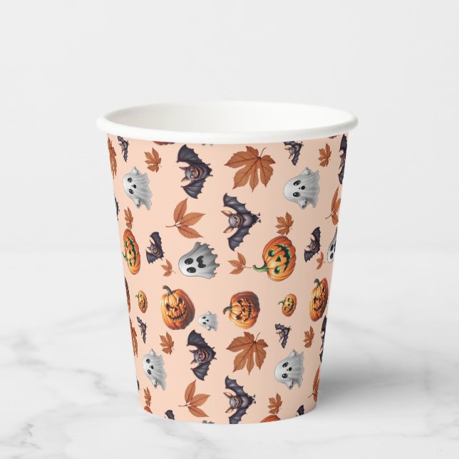 Cute Spooky Halloween Fall  Paper Cups (Front)