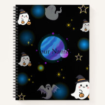 Cute Spooky Halloween Galaxy Spiral Notebook