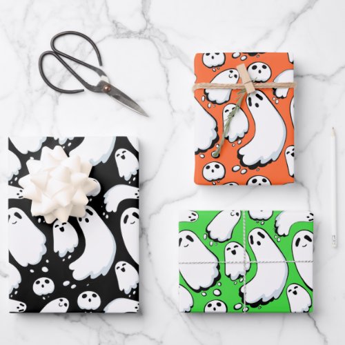 Cute Spooky Halloween Ghost Pattern Wrapping Paper