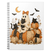 Cute Spooky Halloween Ghost with Black Cats