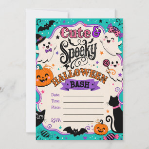 Cute Spooky Halloween Ghosts and Pumpkins Bash Invitation