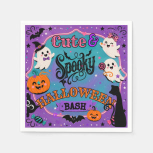 Cute Spooky Halloween Ghosts and Pumpkins Bash Napkins
