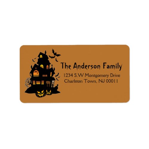 Cute Spooky Halloween Haunted House  Bats Label