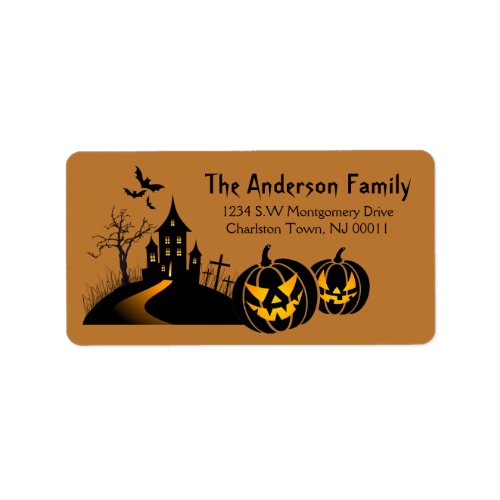 Cute Spooky Halloween Haunted House Label