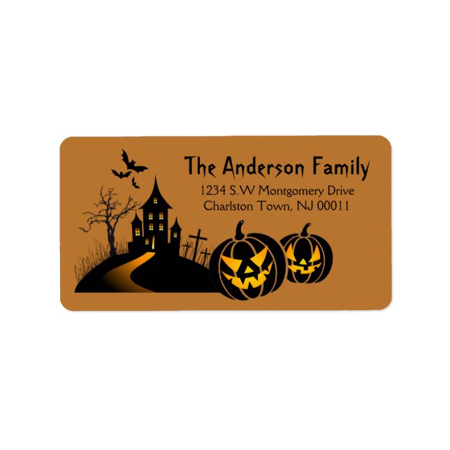 Cute Spooky Halloween Haunted House Label (Front)