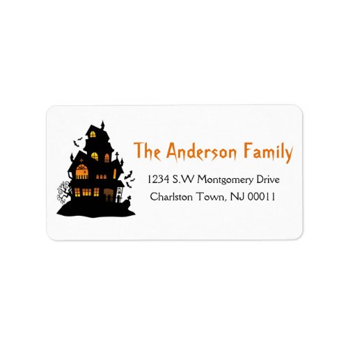 Cute Spooky Halloween Haunted House Label