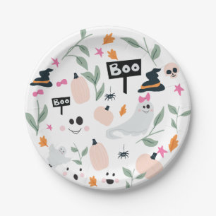 Cute Spooky Halloween Party Ghosts Paper Plates