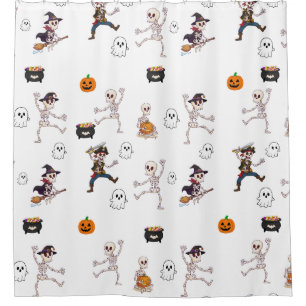 Cute Spooky Halloween Pattern Show Shower Curtain