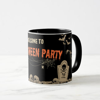 Cute Spooky Halloween Pumpkin and Black  Mug