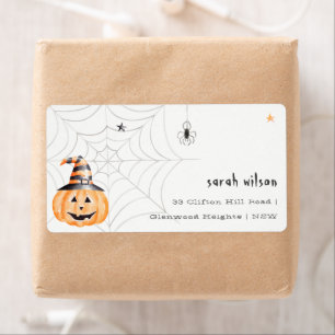 Cute Spooky Halloween Pumpkin Spider Address Label