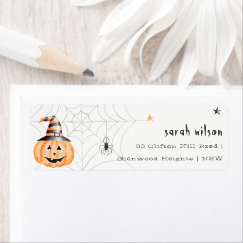 Cute Spooky Halloween Pumpkin Spider Address Label