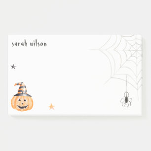 Cute Spooky Halloween Pumpkin Spider Web Stars Post-it Notes