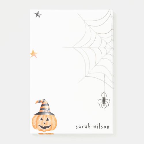 Cute Spooky Halloween Pumpkin Spider Web Stars Post_it Notes