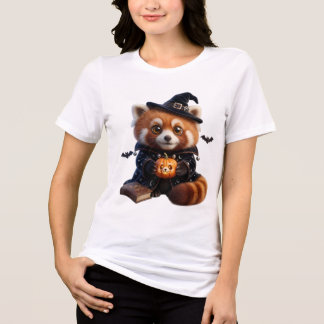 Cute Spooky Halloween Red Panda – Kawaii Witch Wiz Tri-Blend Shirt
